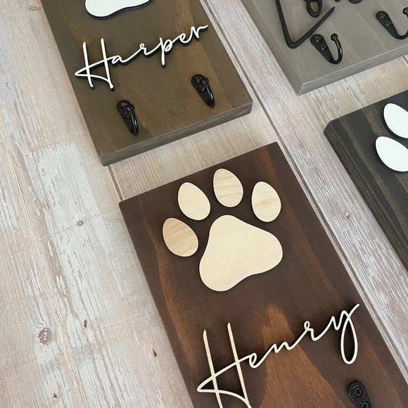 CUSTOM MADE Leash Holder - Personalized Dog Name Hanger for Colar, Leash, Keys - Picture 4 of 8
